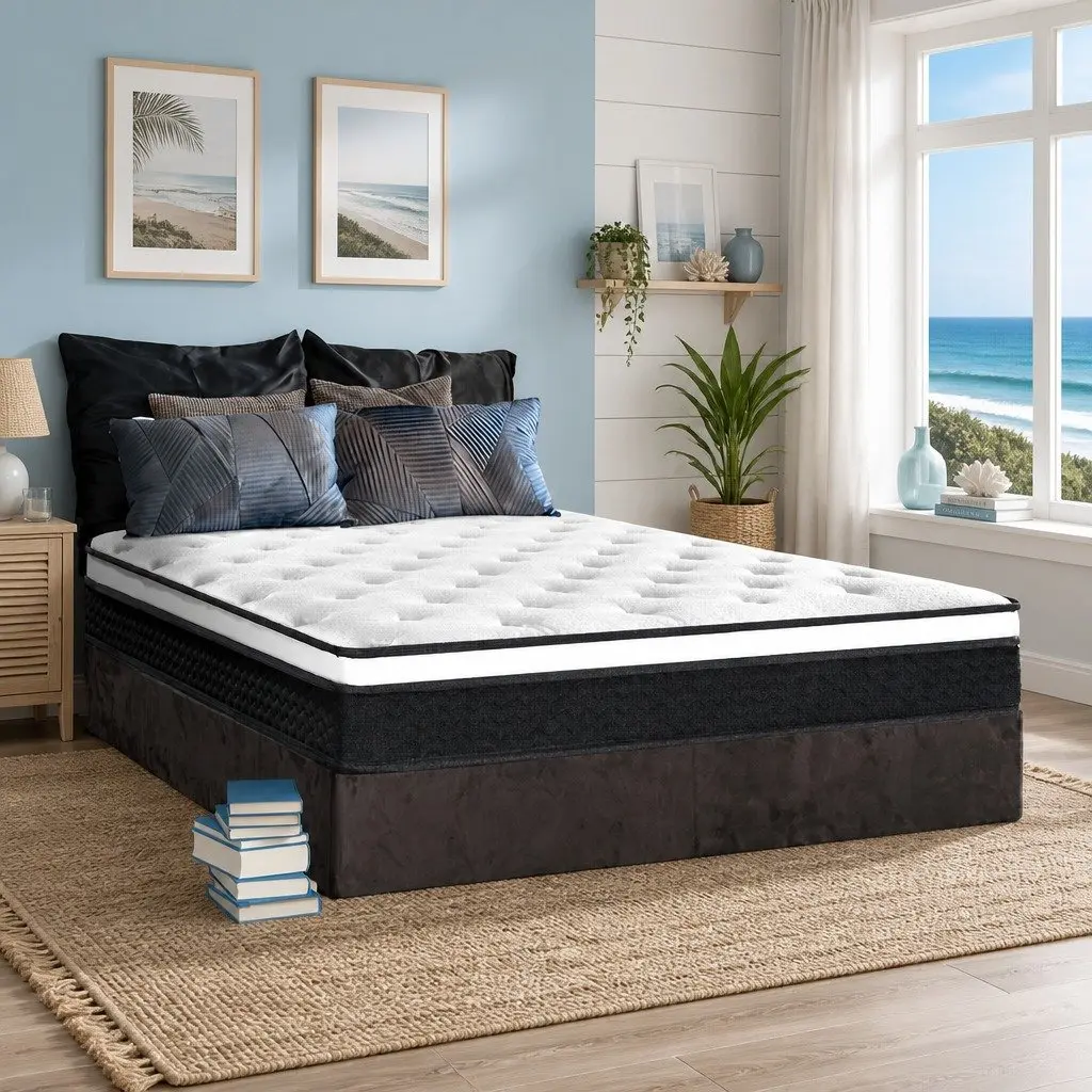 Double Mattress Medium Firm 21cm Euro Top Bonnell Spring Hypoallergenic White
