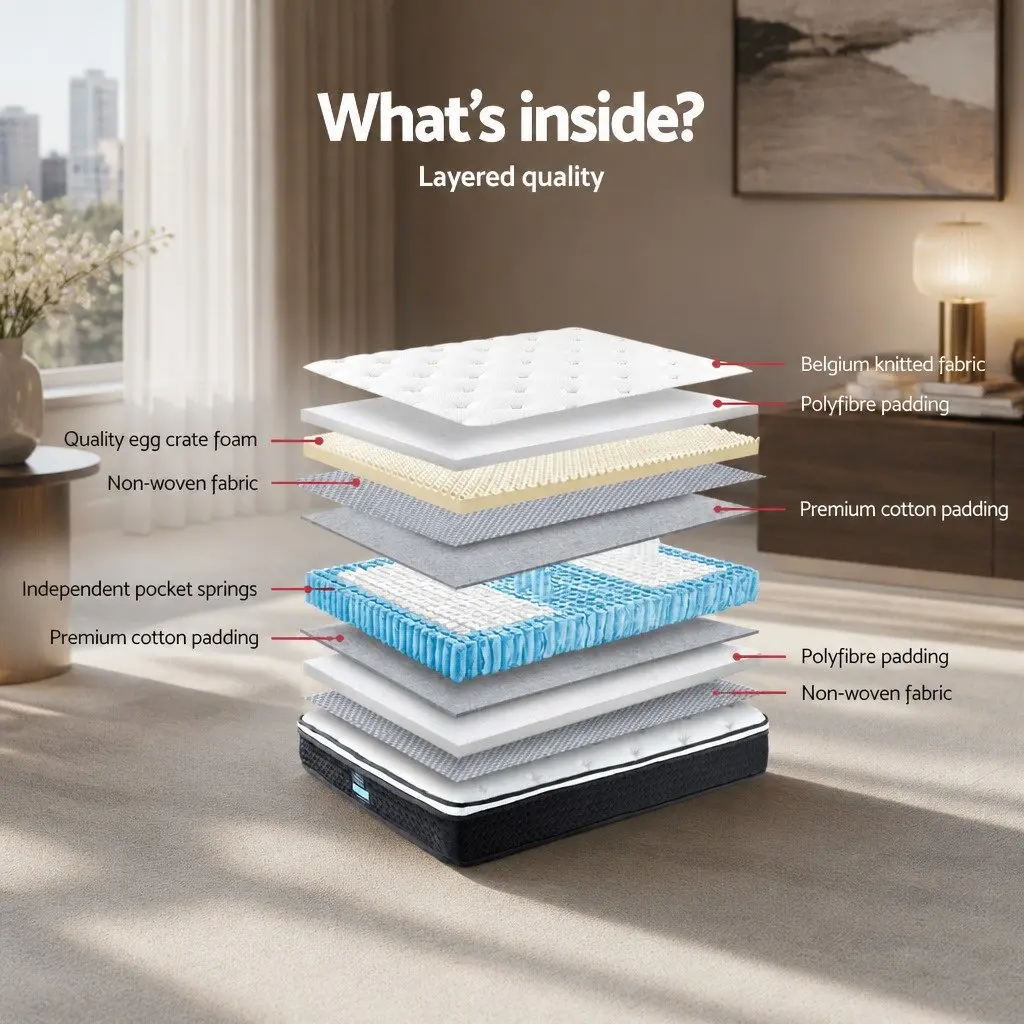 King Size Mattress Medium Firm Support 21cm White Euro Top Bonnell Spring Hypoallergenic