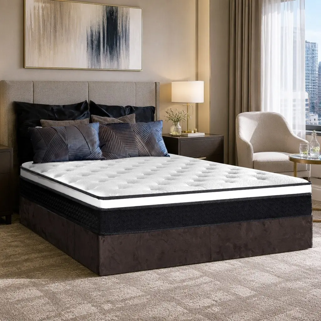King Size Mattress Medium Firm Support 21cm White Euro Top Bonnell Spring Hypoallergenic