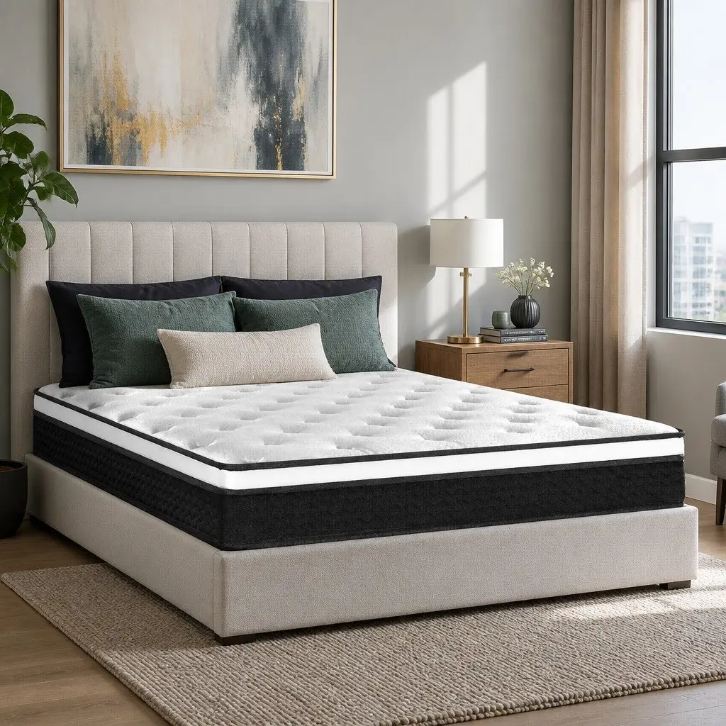 King Single Mattress 21cm Euro Top Bonnell Spring Medium Firm Support