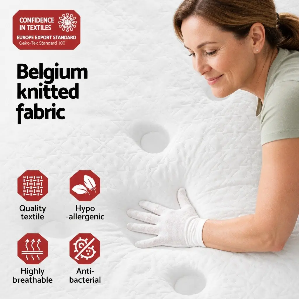 Queen Mattress 21cm Euro Top Bonnell Spring Medium Firm Support Bedding