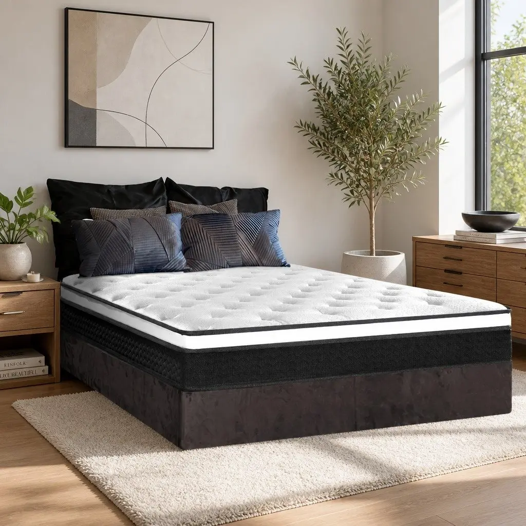 Queen Mattress 21cm Euro Top Bonnell Spring Medium Firm Support Bedding