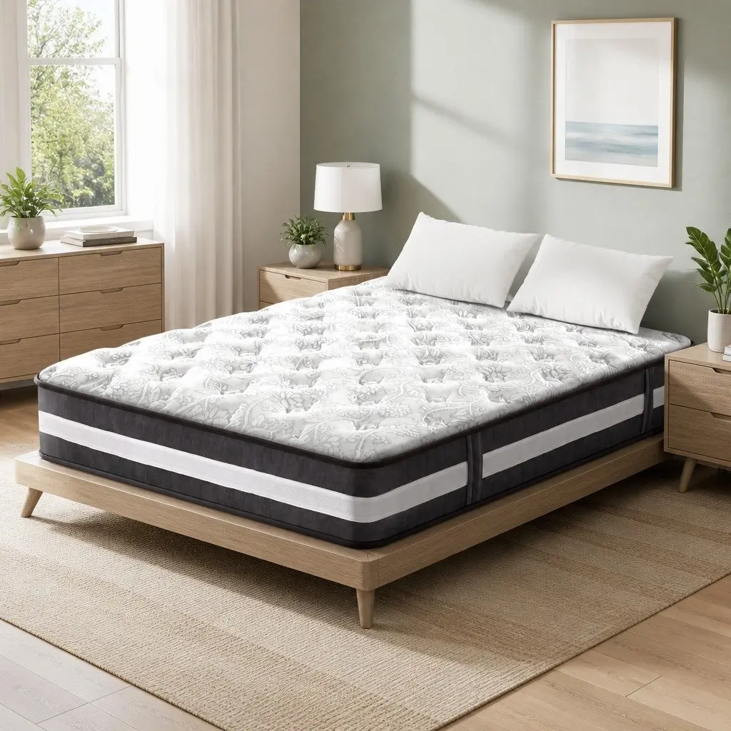 Double Mattress Medium Firmness 30cm Pocket Spring Tight Top White or Grey