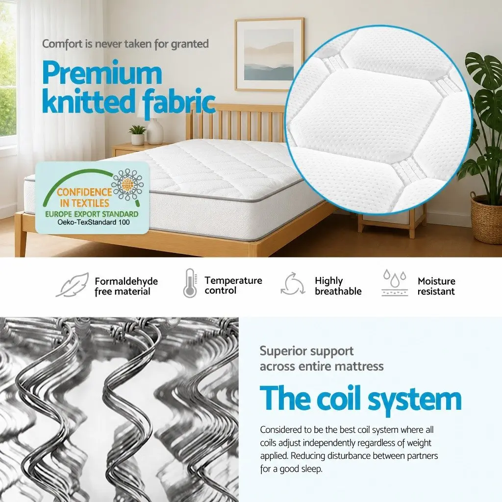 Double Mattress Pillow Top 21cm Medium-Firm White