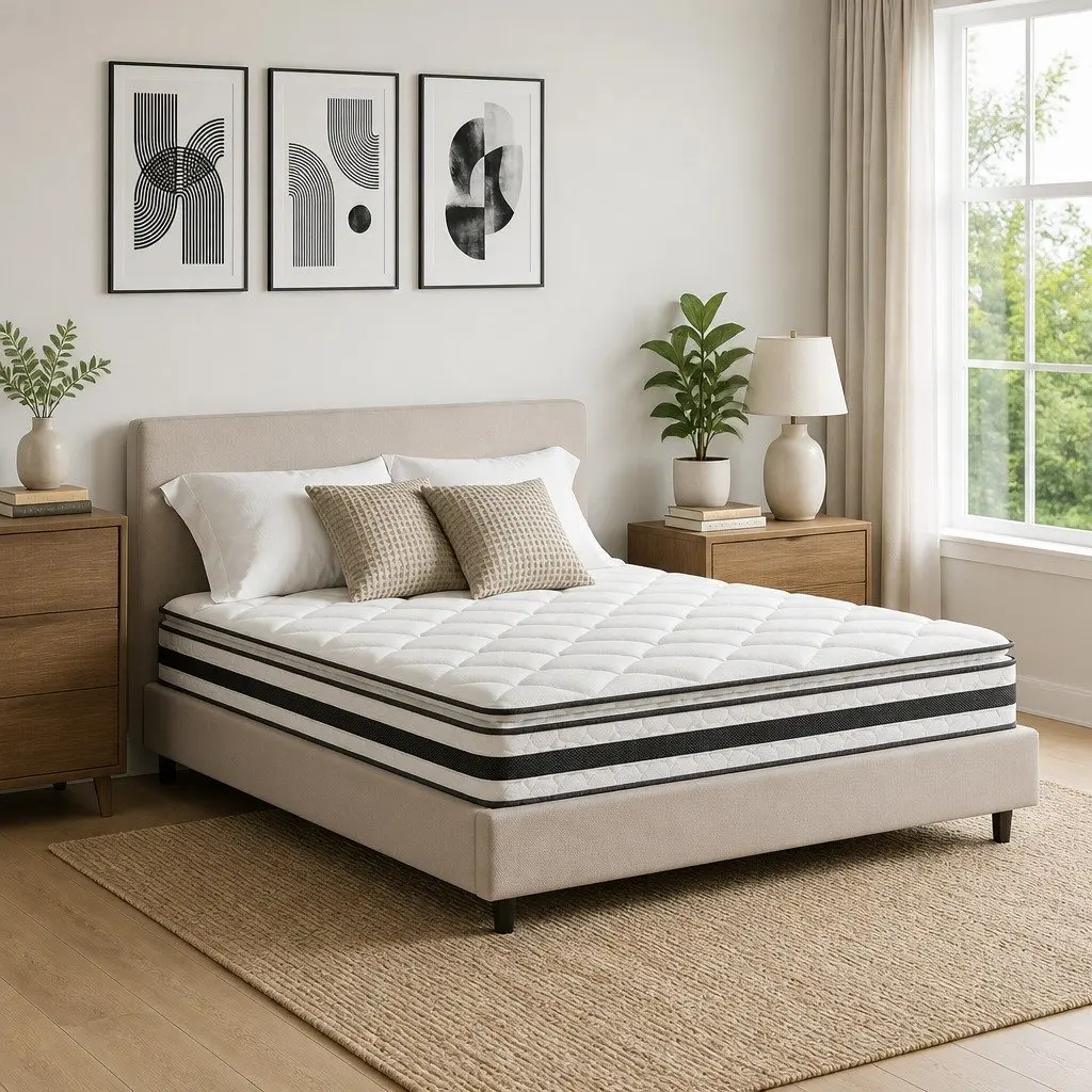 King Size Mattress Pillow Top Medium-Firm 21cm White