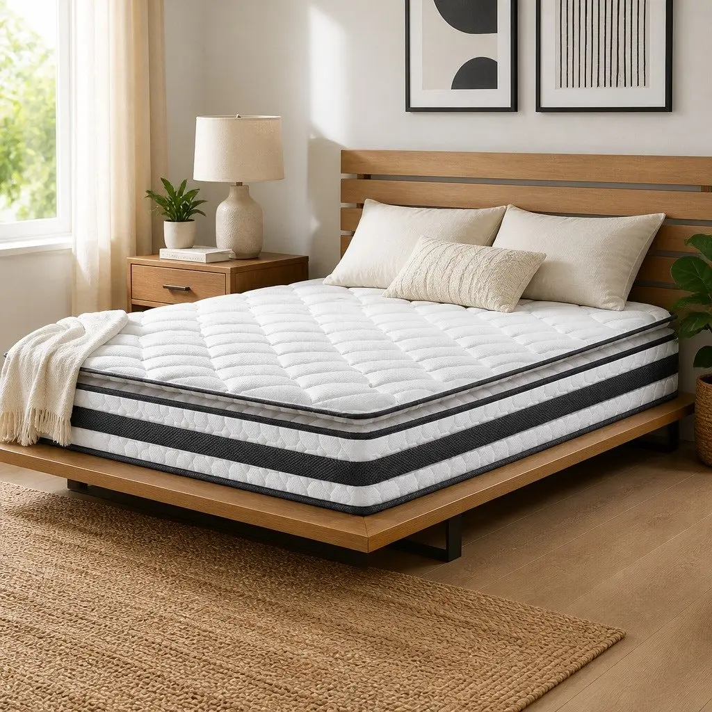 King Size Mattress Pillow Top Medium-Firm 21cm White