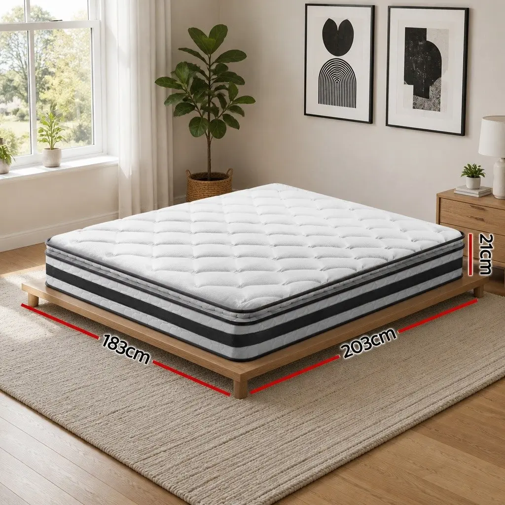 King Size Mattress Pillow Top Medium-Firm 21cm White