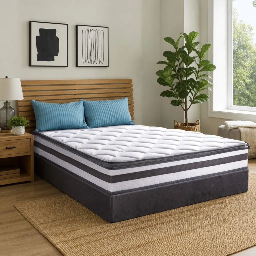 King Size Mattress Pillow Top Medium-Firm 21cm White