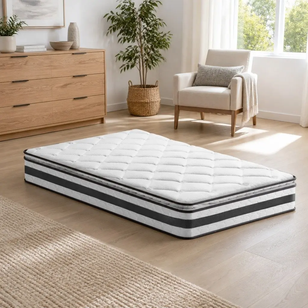 King Single Mattress Medium Firm 21cm Pillow Top White