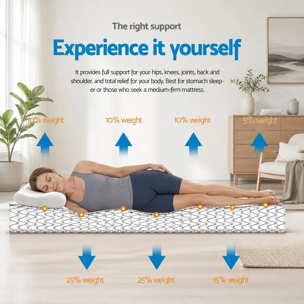 King Single Mattress Medium Firm 21cm Pillow Top White