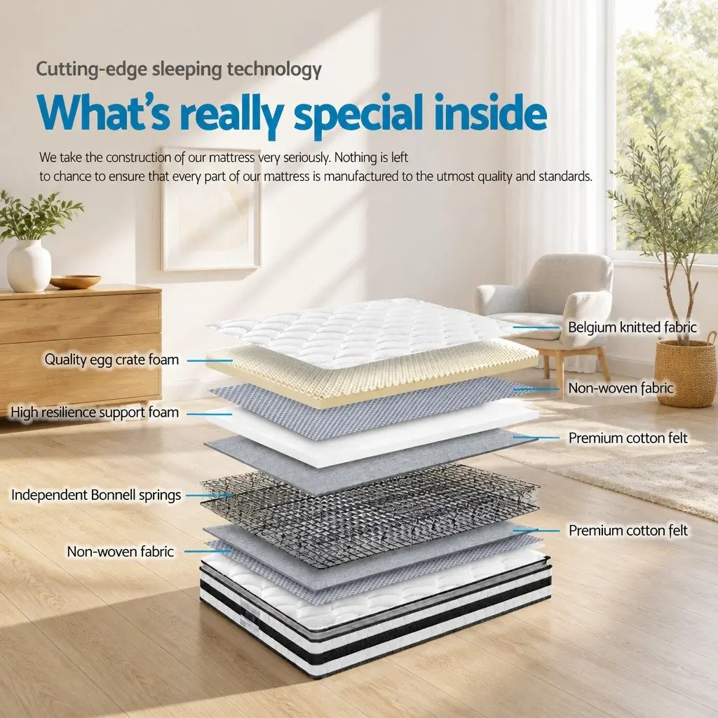 King Single Mattress Medium Firm 21cm Pillow Top White