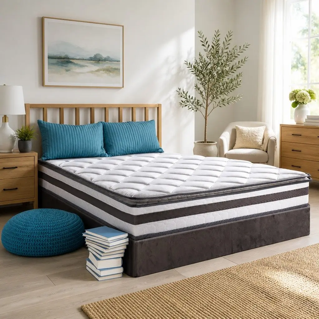 King Single Mattress Medium Firm 21cm Pillow Top White