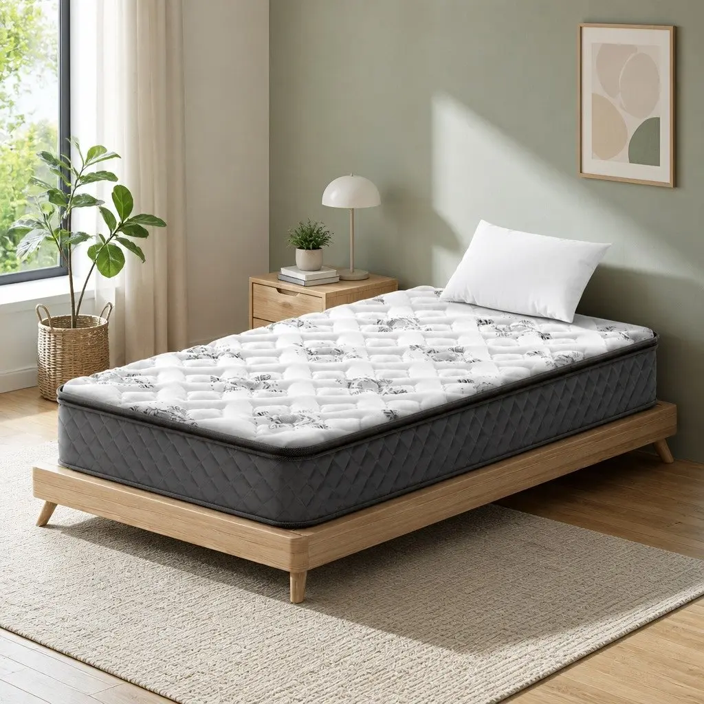 King Single Mattress Pillow Top Medium Firm 24cm Grey