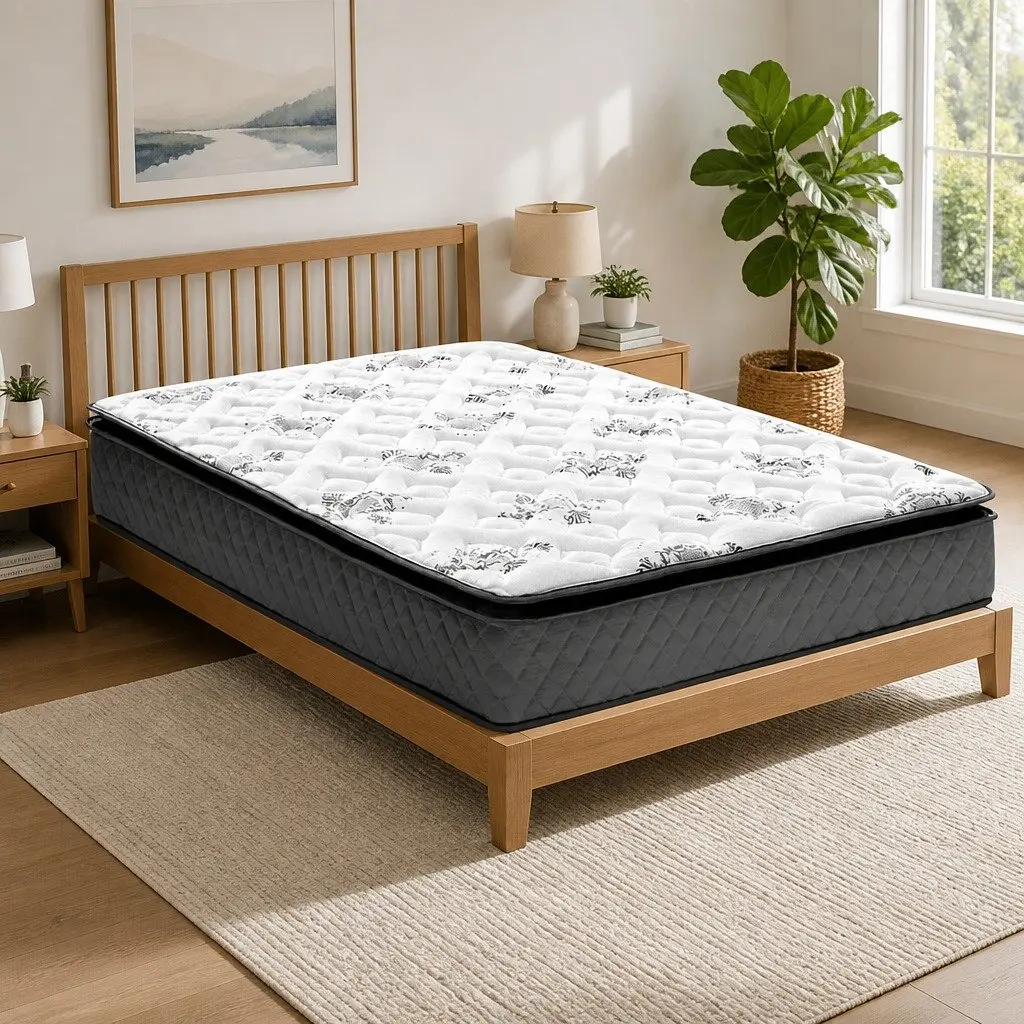 King Single Mattress Pillow Top Medium Firm 24cm Grey