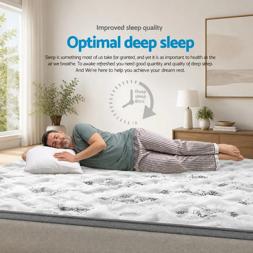 King Single Mattress Pillow Top Medium Firm 24cm Grey