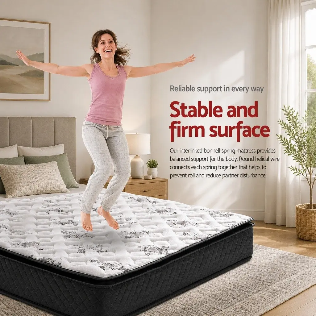 King Single Mattress Pillow Top Medium Firm 24cm Grey