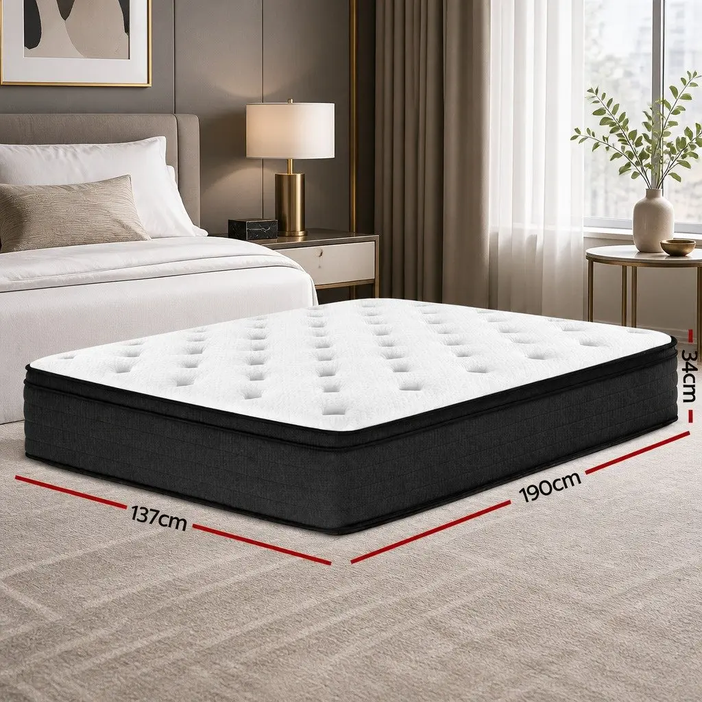Double Mattress Euro Top Medium Firm 34cm White