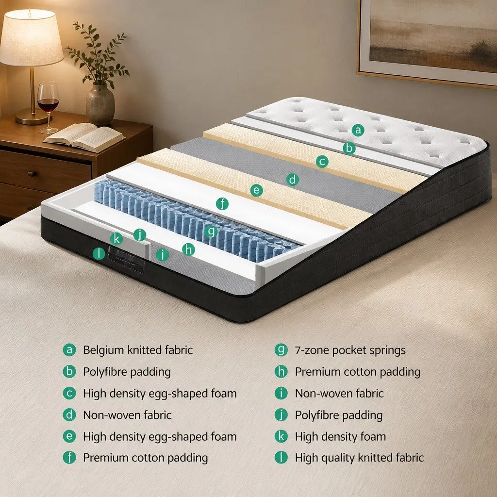 Double Mattress Euro Top Medium Firm 34cm White
