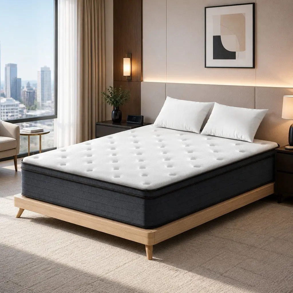 Queen Mattress 34cm Euro Top Medium Firm Pocket Springs White Bed Mattress