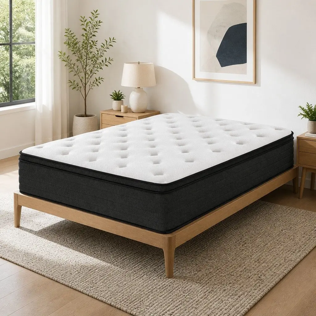 Queen Mattress 34cm Euro Top Medium Firm Pocket Springs White Bed Mattress