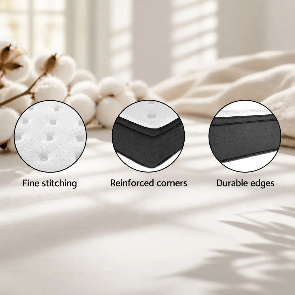 Queen Mattress 34cm Euro Top Medium Firm Pocket Springs White Bed Mattress