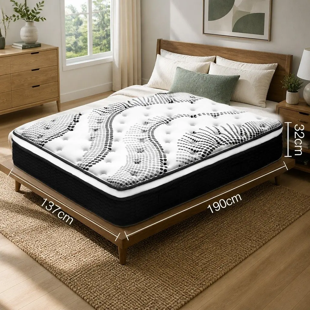 Double Mattress Euro Top Plush Comfort 32cm Thick White