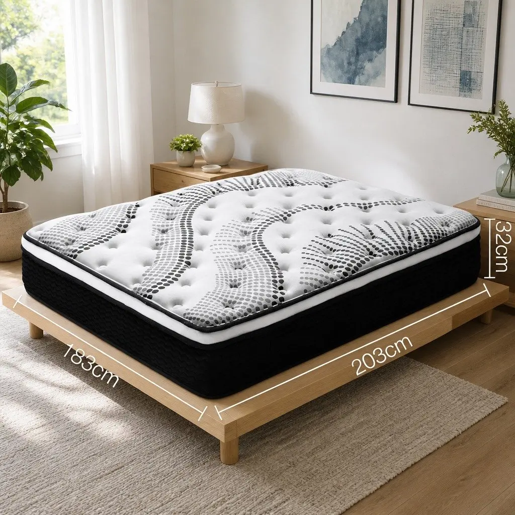 King Size Mattress Euro Top 32cm Thick Pocket Spring Bed White