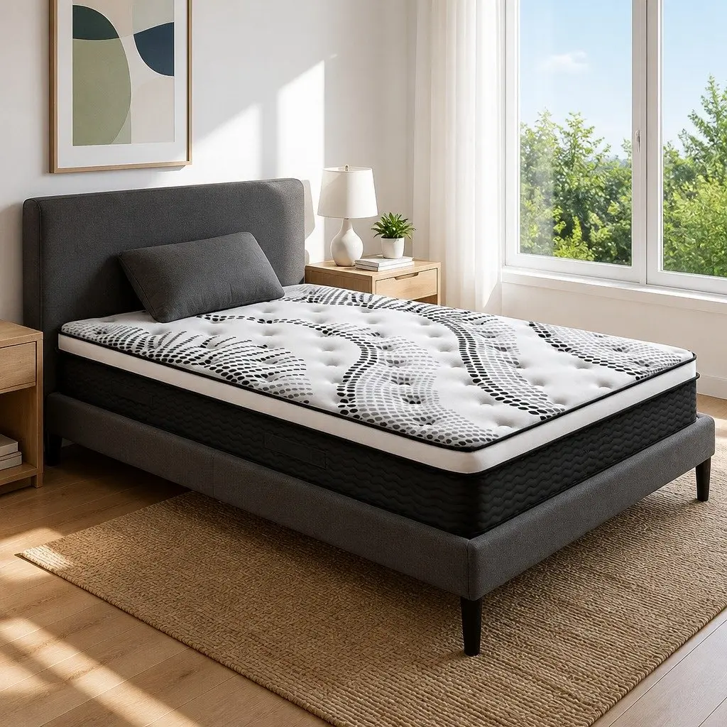 King Single Euro Top Mattress Medium Firmness 32cm Thick White