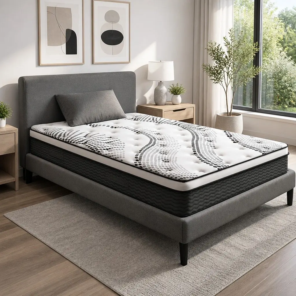 King Single Euro Top Mattress Medium Firmness 32cm Thick White
