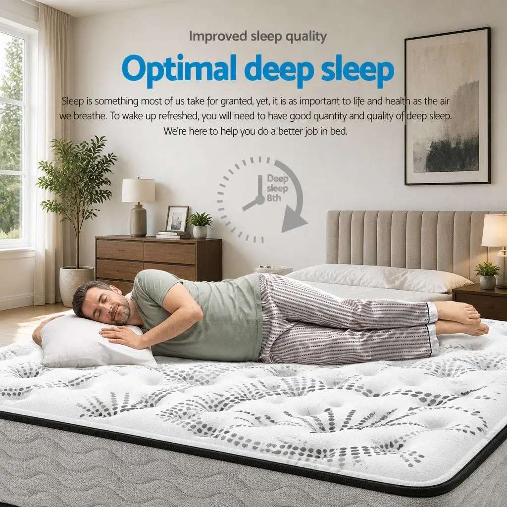 Queen Mattress Euro Top Medium Firmness 32cm White