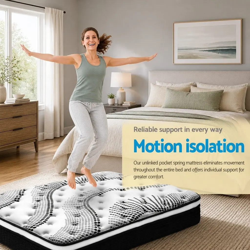 Single Euro Top Mattress 32cm Thick Medium Firmness Pocket Spring White