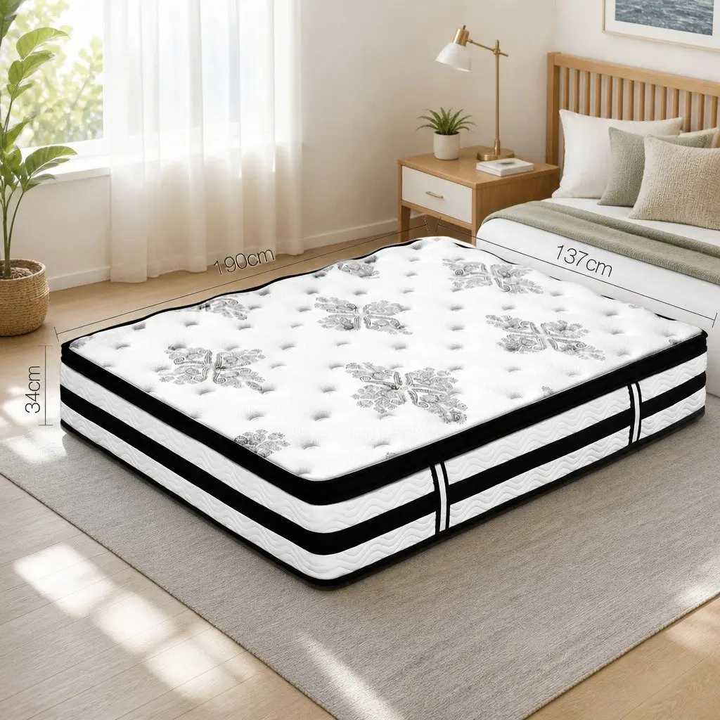Double Mattress Euro Top Medium Firm 34cm Thick White