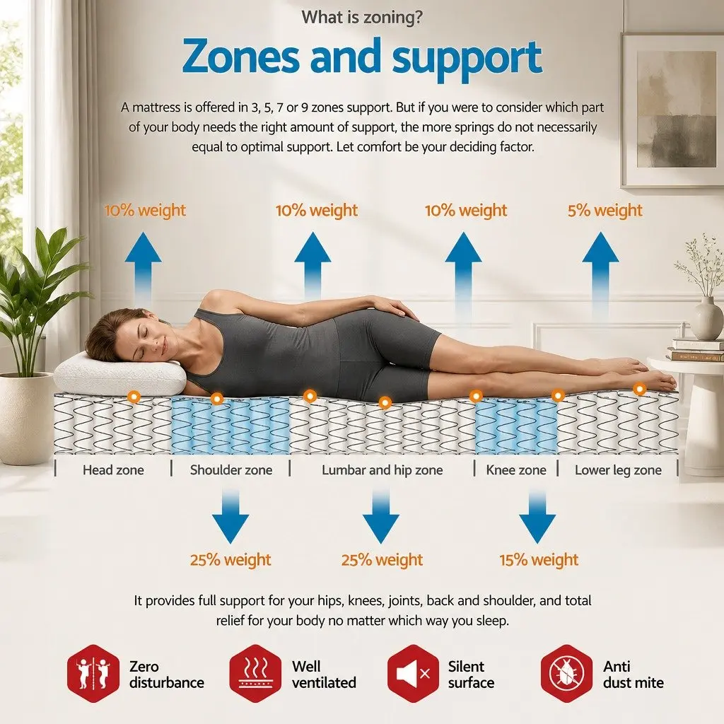 Queen Mattress Euro Top Medium Firm Support 34cm White