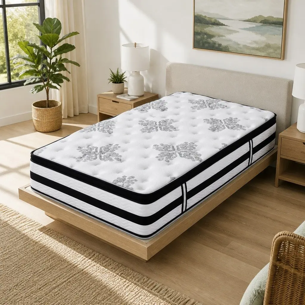 Euro Top King Single Mattress Medium Firm Support 34cm White Pocket Spring