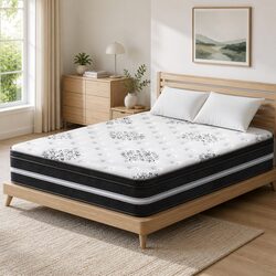 Double Mattress 34cm Euro Top Cool Gel Memory Foam Medium Firm Support
