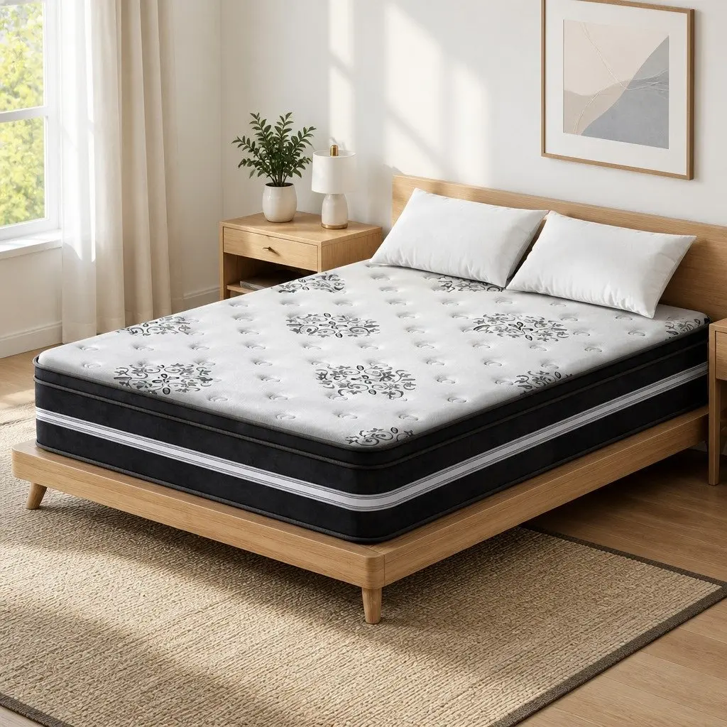King Size Mattress Medium Firm Support 34cm Euro Top Cool Gel Memory Foam White