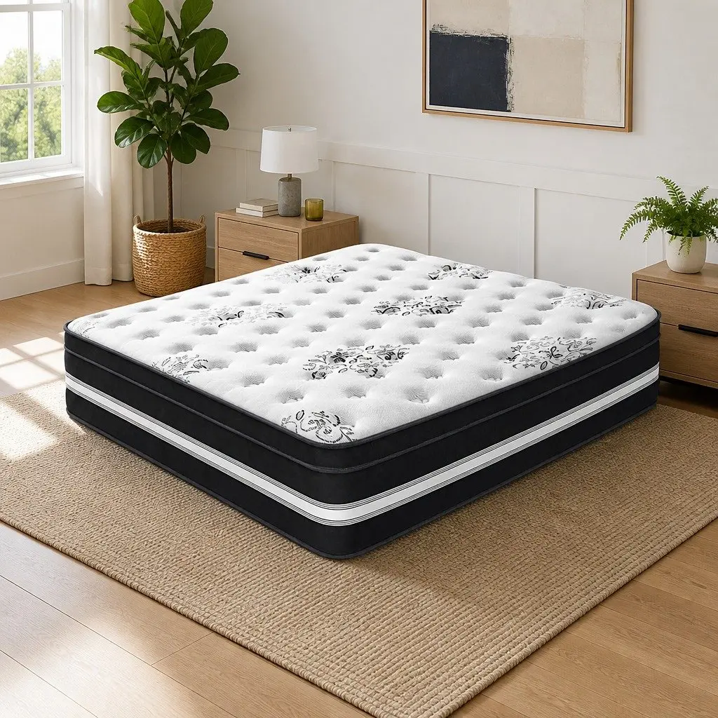 King Size Mattress Medium Firm Support 34cm Euro Top Cool Gel Memory Foam White