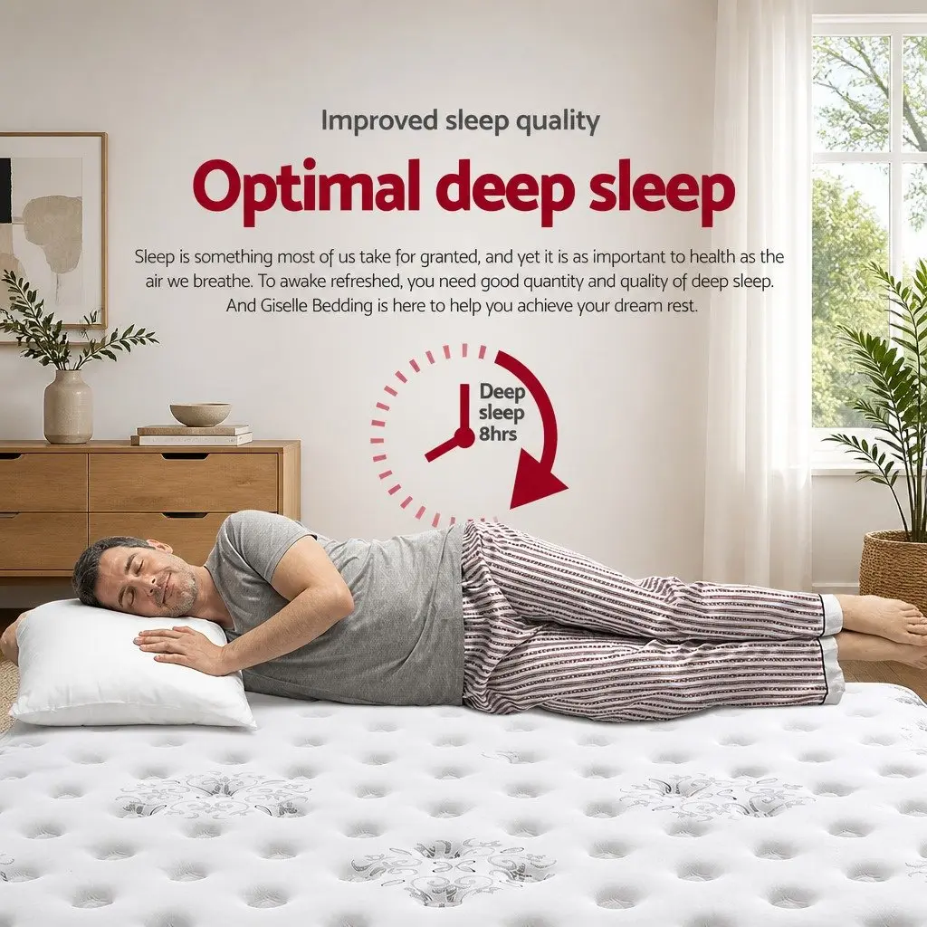 Single Mattress Medium Firm Support 34cm Euro Top Cool Gel Memory Foam White