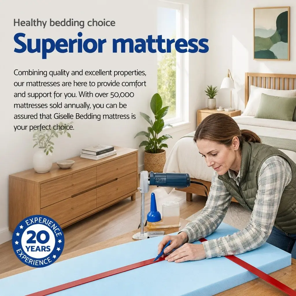 King Single Mattress Medium Firm Support 34cm Euro Top Cool Gel Memory Foam White