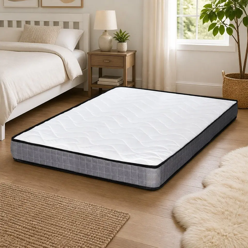 King Single Mattress Medium Firm 13cm Bonnell Spring Quilted Black White