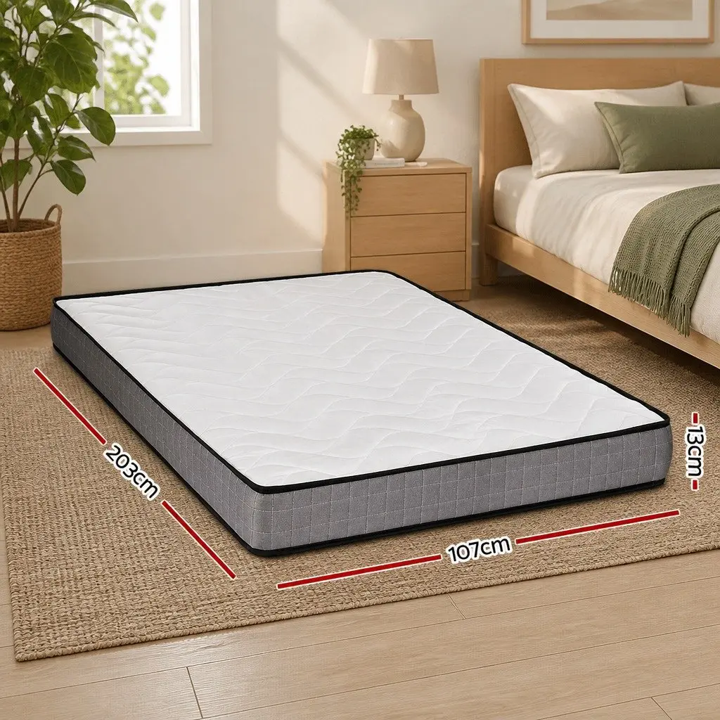 King Single Mattress Medium Firm 13cm Bonnell Spring Quilted Black White
