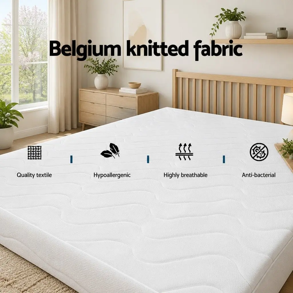 King Single Mattress Medium Firm 13cm Bonnell Spring Quilted Black White