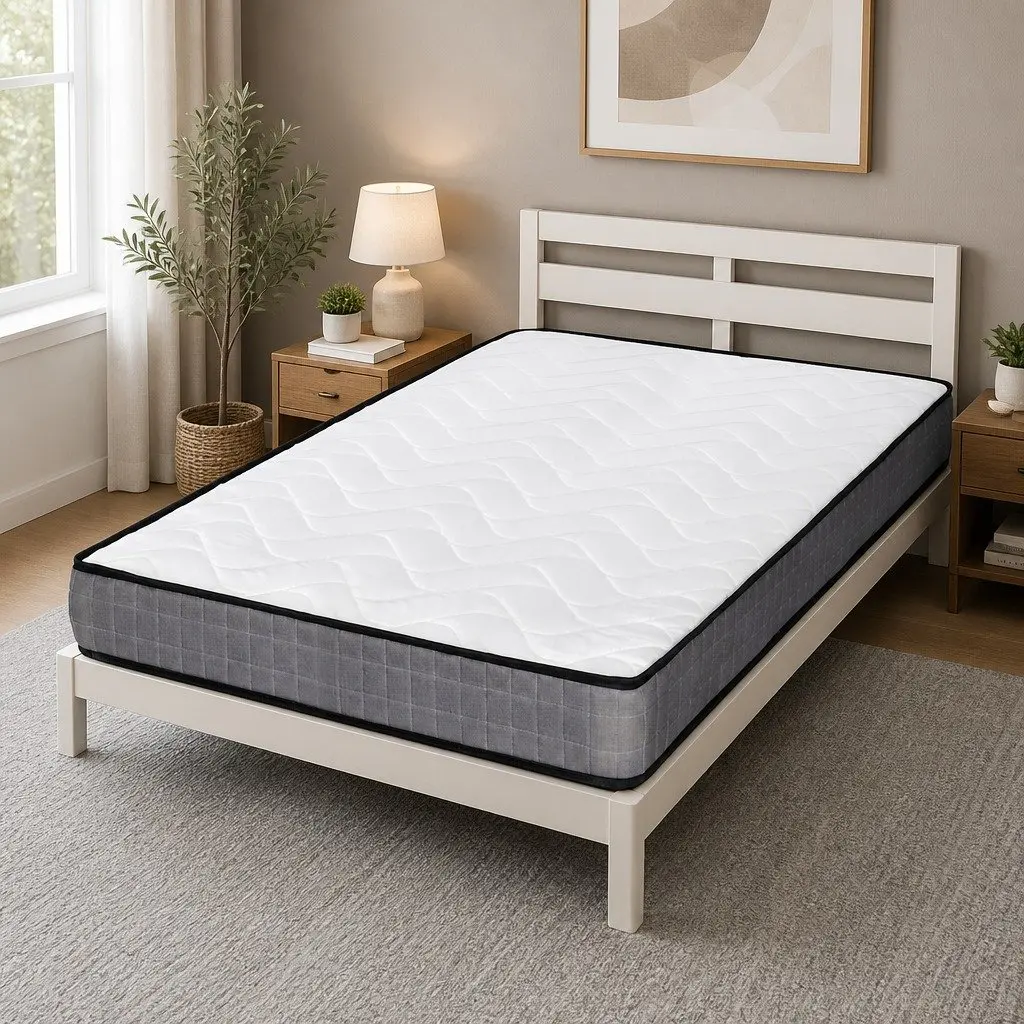 Queen Mattress 13cm Medium Firm Bonnell Spring Tight Top Quilted Bed