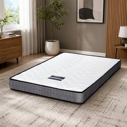 Single Mattress 13cm Medium Firm Bonnell Spring Tight Top Quilted White Grey