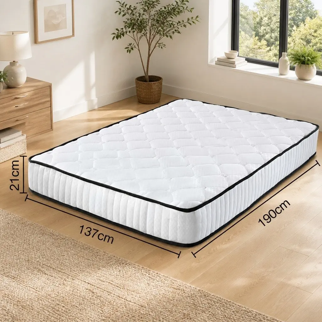 Double Mattress Pocket Spring Medium Firmness 21cm Queen Size White