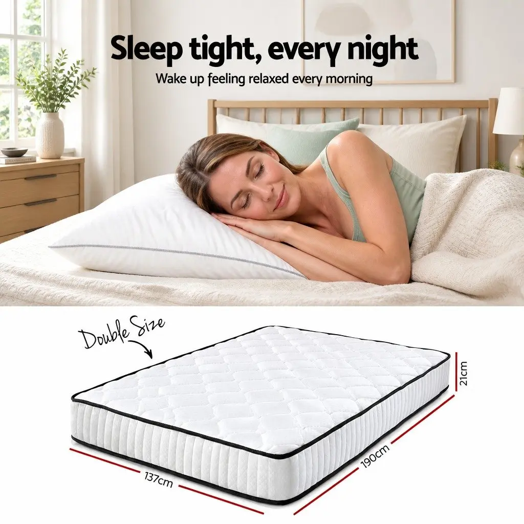 Double Mattress Pocket Spring Medium Firmness 21cm Queen Size White