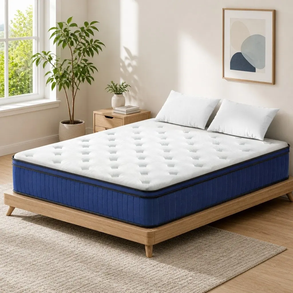 Queen Mattress Cool Gel Memory Foam 34cm 7 Zone Pocket Spring Euro Top White