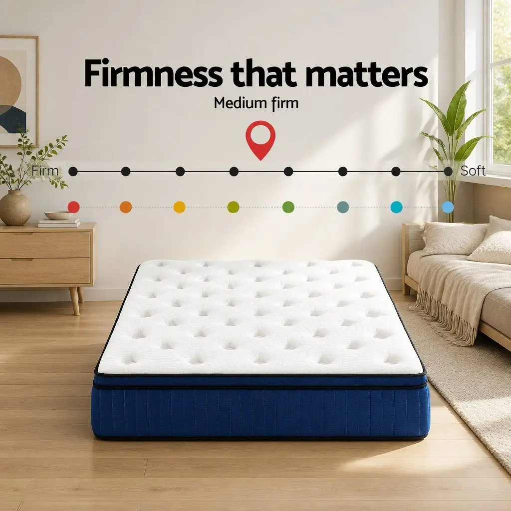 Queen Mattress Cool Gel Memory Foam 34cm 7 Zone Pocket Spring Euro Top White