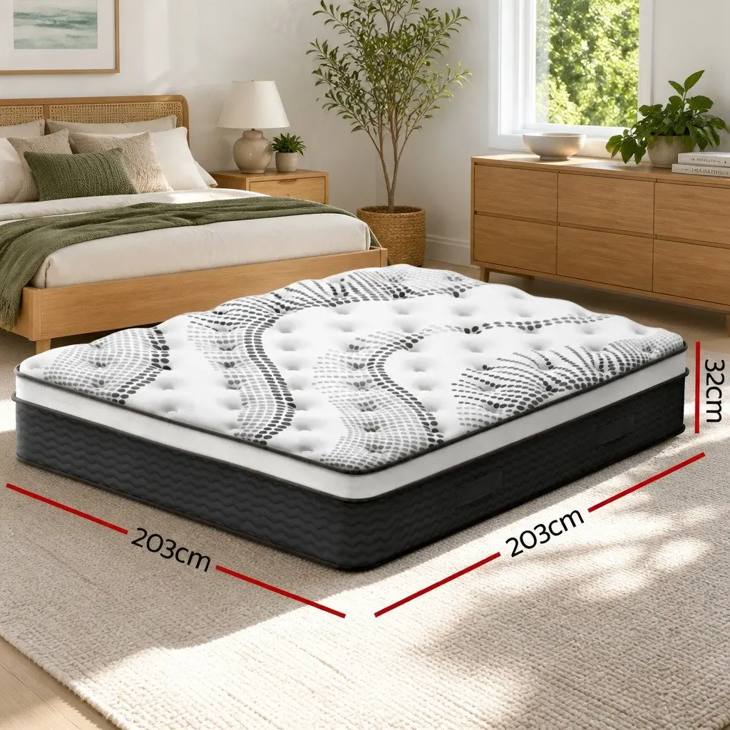 Euro Top Mattress Super King Size 32cm Thick Medium Firm Plush Pocket Spring