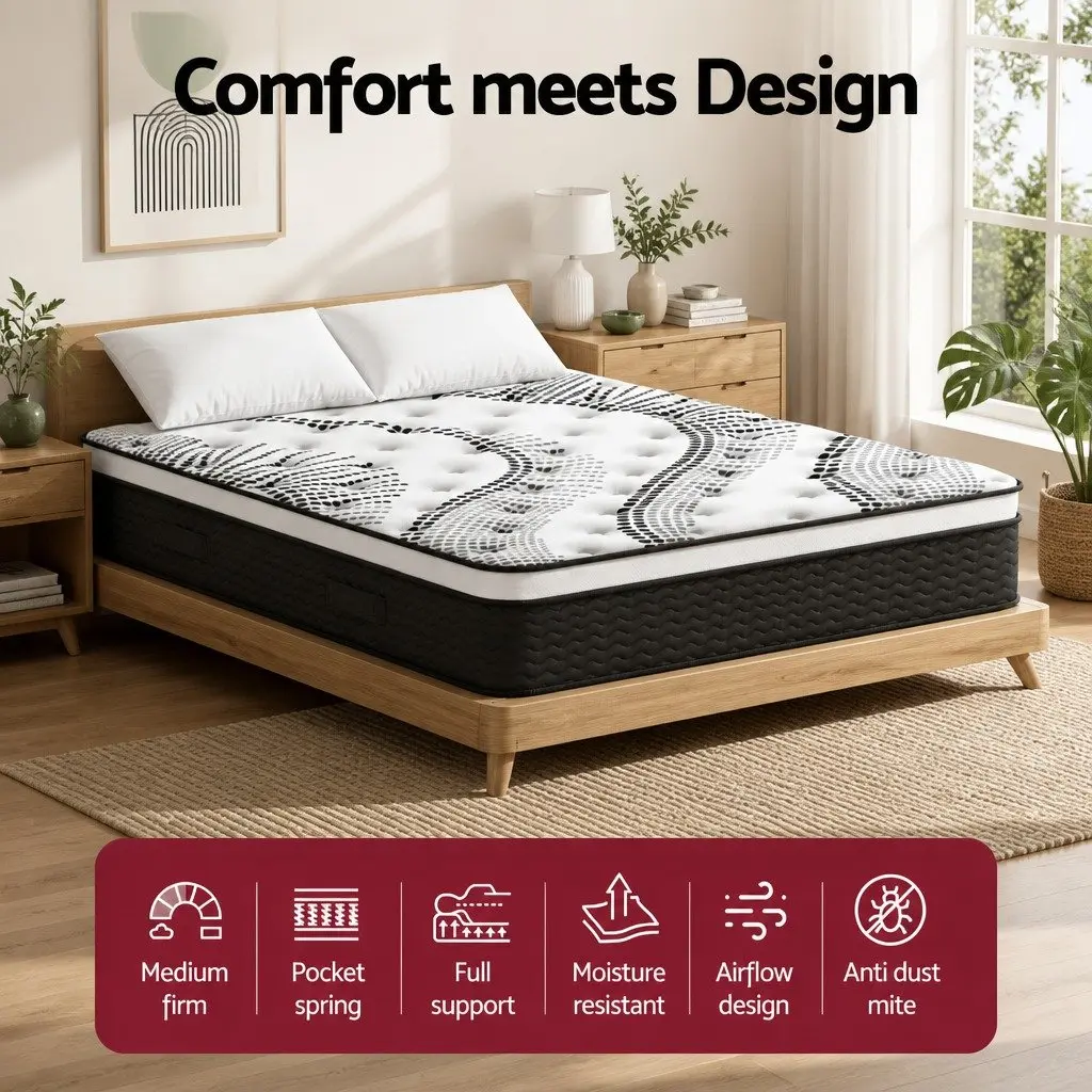 Euro Top Mattress Super King Size 32cm Thick Medium Firm Plush Pocket Spring